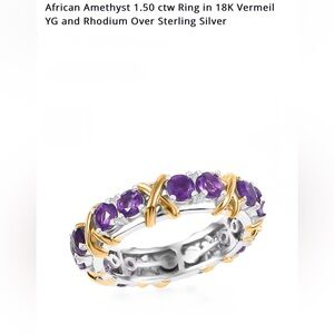 African Amethyst Ring in Gold and Silver Size 5. New in Box!